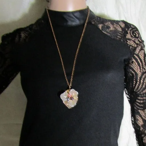 Pearl Flower  Long Pendant Necklace