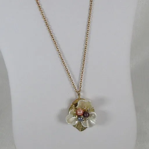 Pearl Flower  Long Pendant Necklace