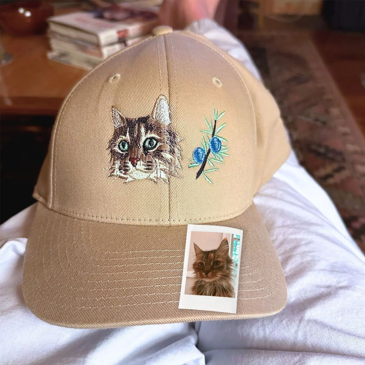 Personalized Cat Hat with Custom Embroidered Photo - Unique Cat Lover Gift Idea