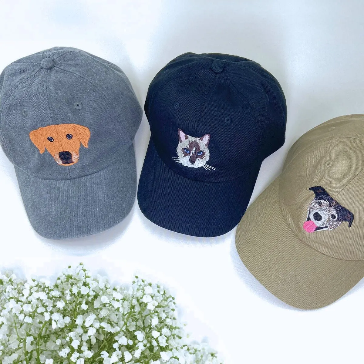 Personalized Cat Hat with Custom Embroidered Photo - Unique Cat Lover Gift Idea