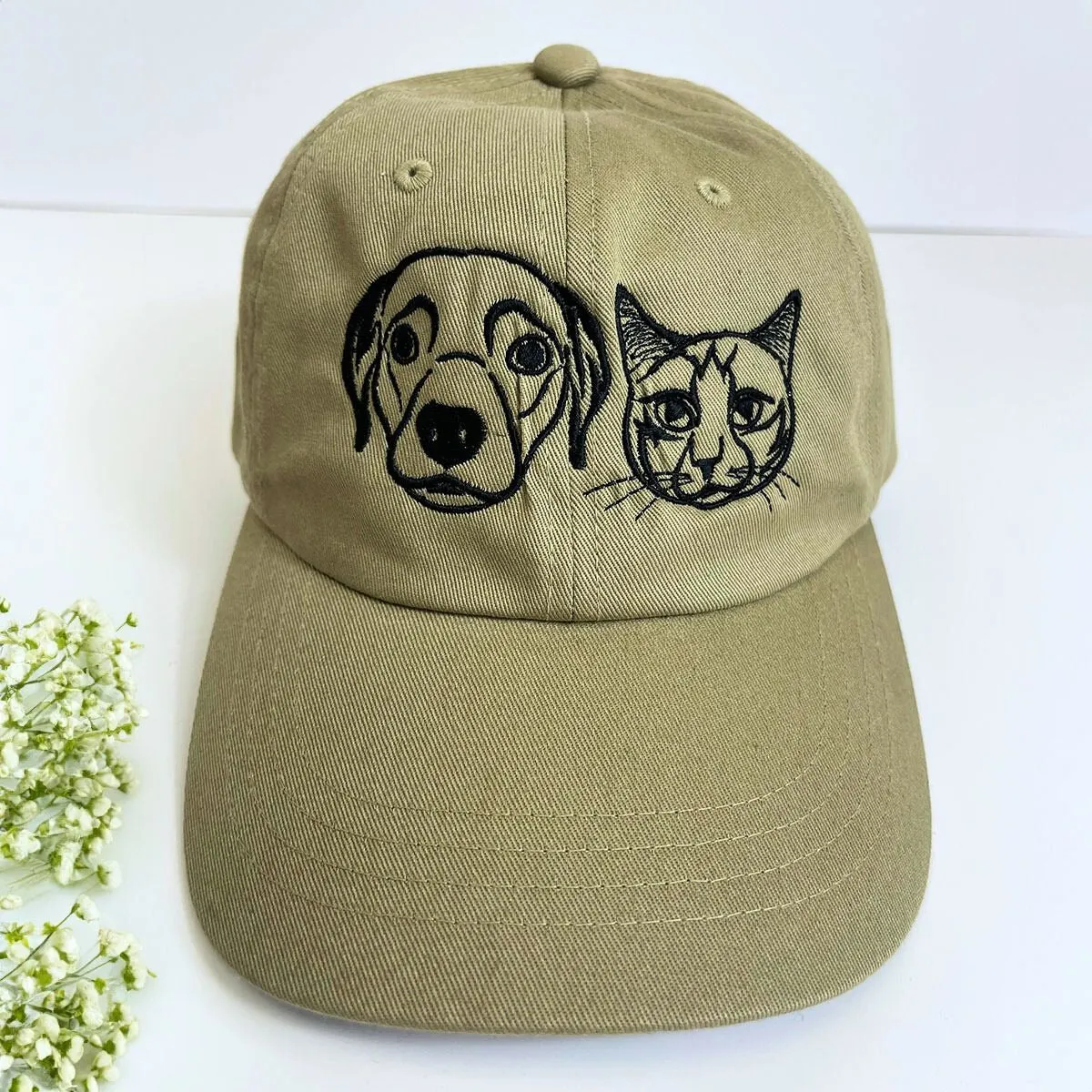 Personalized Cat Hat with Custom Embroidered Photo - Unique Cat Lover Gift Idea