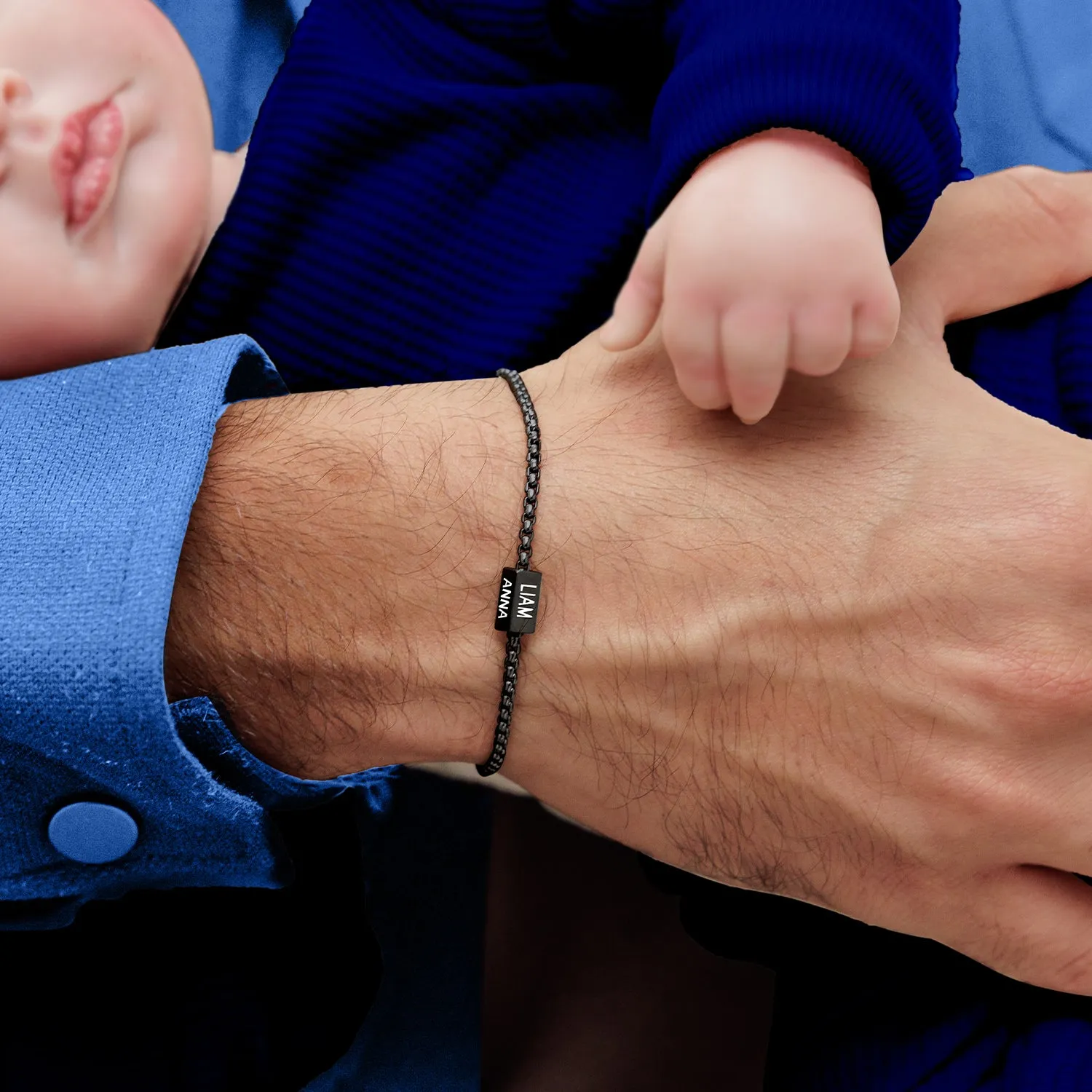 Personalized Premium Theodore Bracelet | Engrave Your Loved Ones' Names - Black