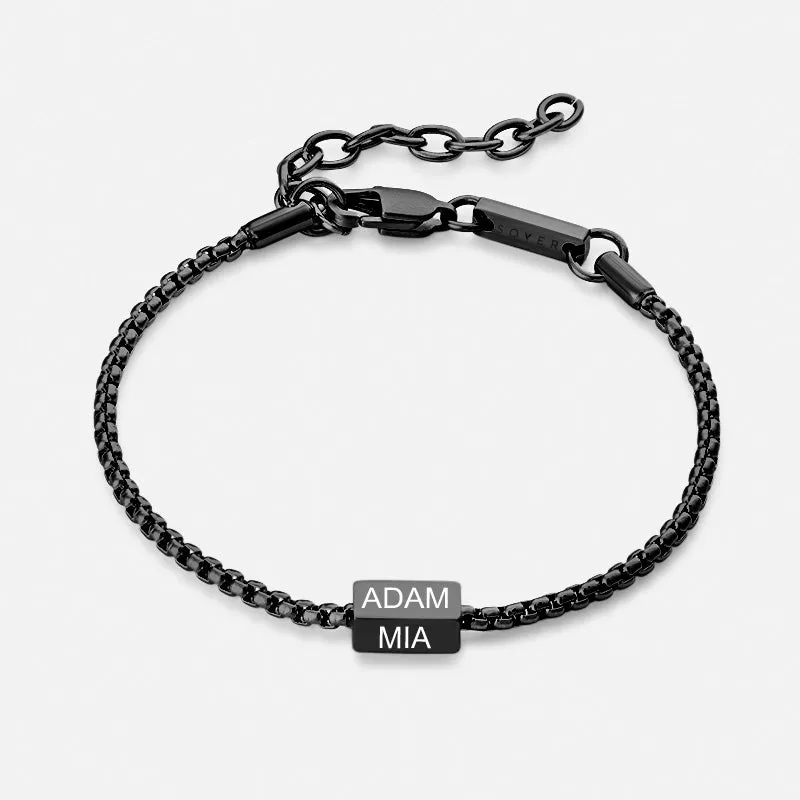 Personalized Premium Theodore Bracelet | Engrave Your Loved Ones' Names - Black