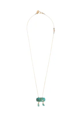 Petra Necklace #1 - Turquoise Mix Gems & Yellow Gold