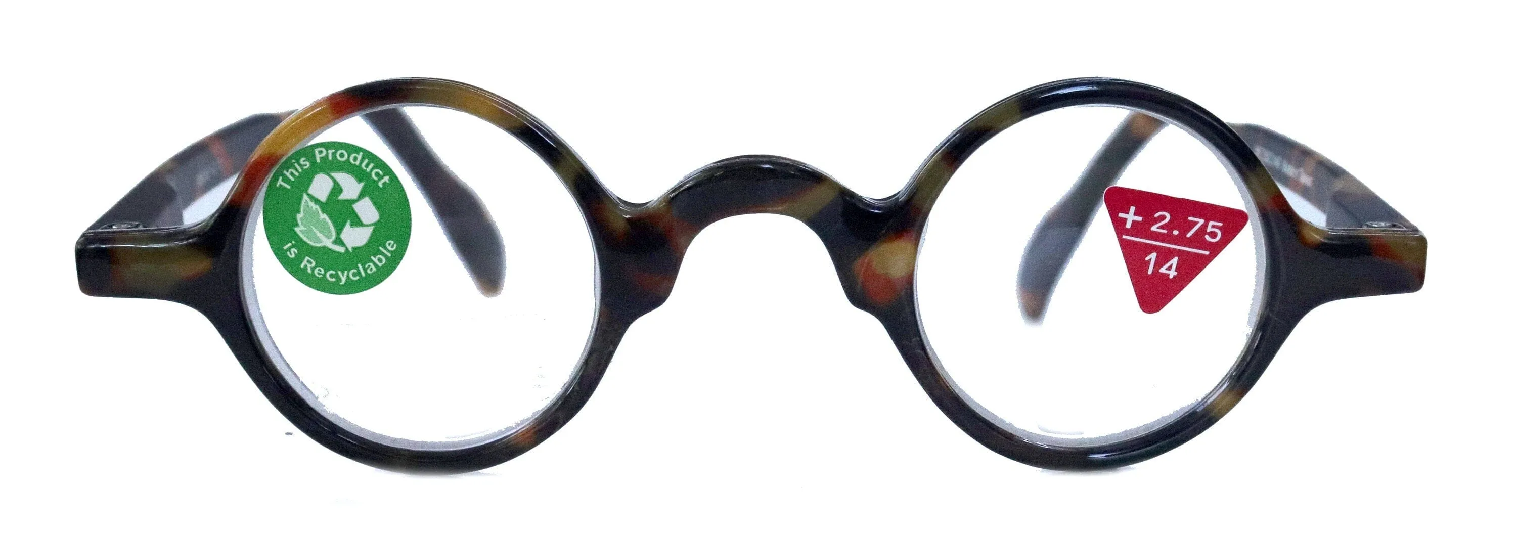 Picasso, (Premium) Reading Glasses, High End Readers  1.25 to  3 magnifying, Circle optical Frames. Round Tortoise (Brown) NY Fifth Avenue.