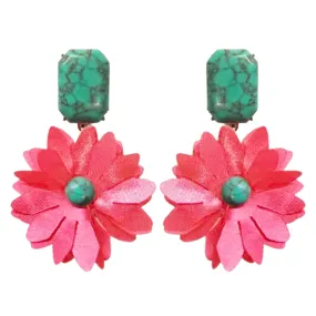 Pink and Turquoise Flower Earrings [Brianna Cannon]