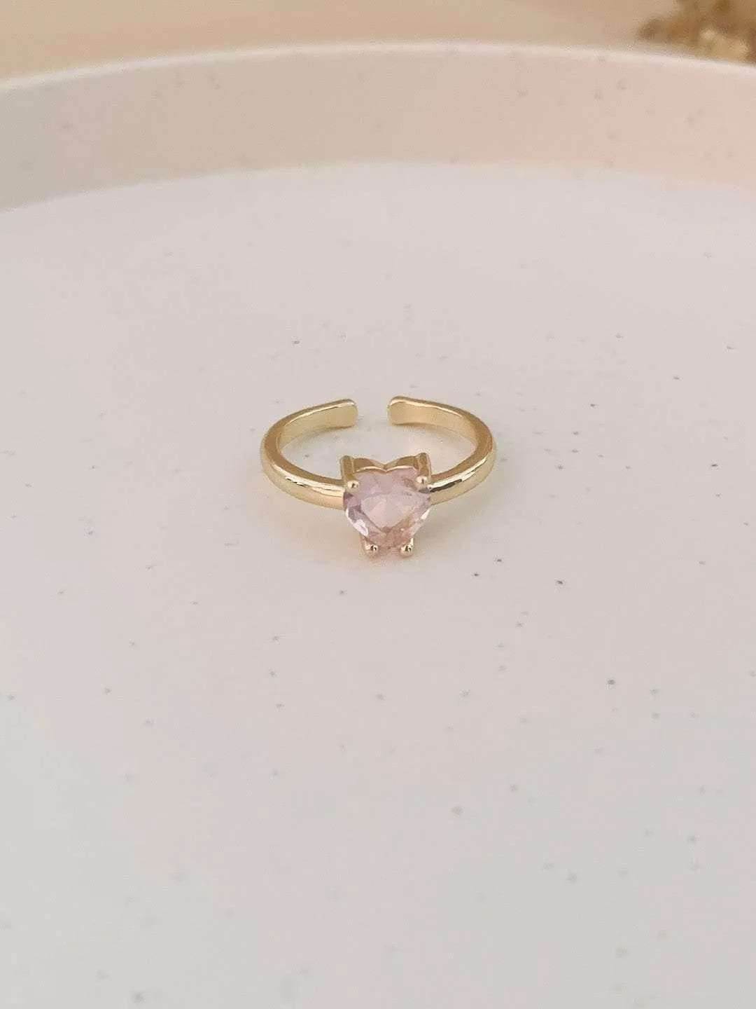 Pink Zircon Heart Rings