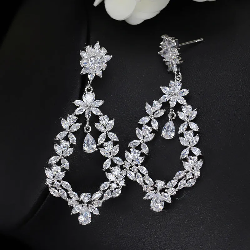 Popular Cubic Zircon Dangle Wedding Earring, Women Girl Accessories Jewelry OE0166