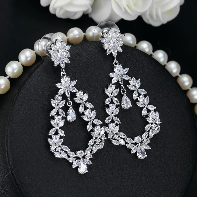 Popular Cubic Zircon Dangle Wedding Earring, Women Girl Accessories Jewelry OE0166