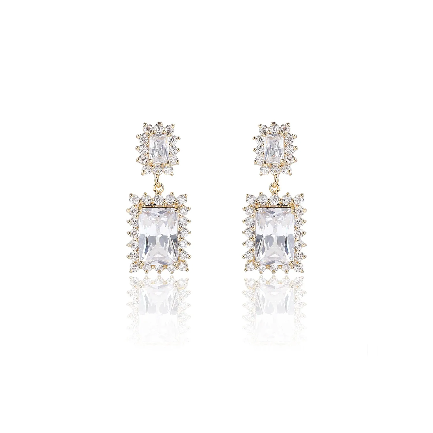 Popular Zircon Square Drop Earring, Women's Girl's Gatherings Jewelry CE11706