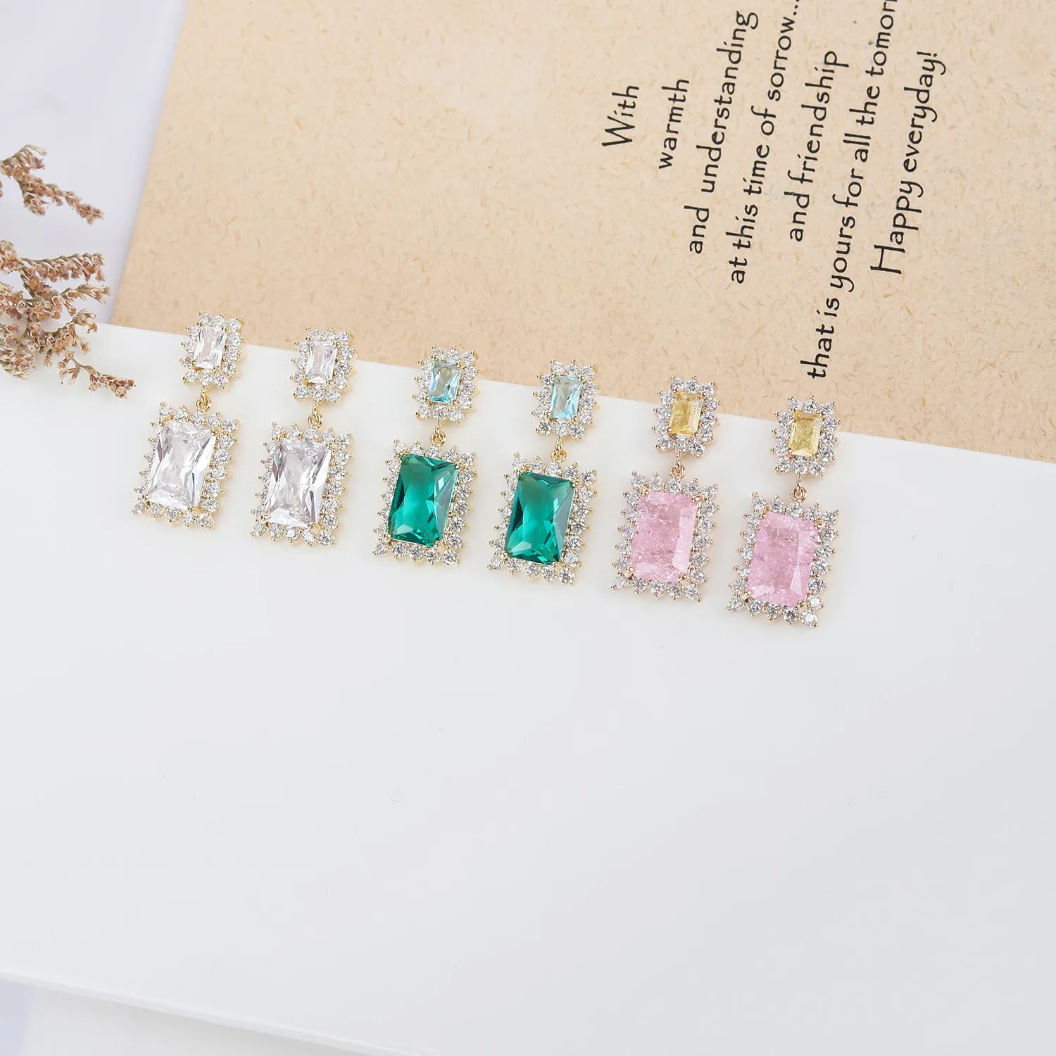 Popular Zircon Square Drop Earring, Women's Girl's Gatherings Jewelry CE11706