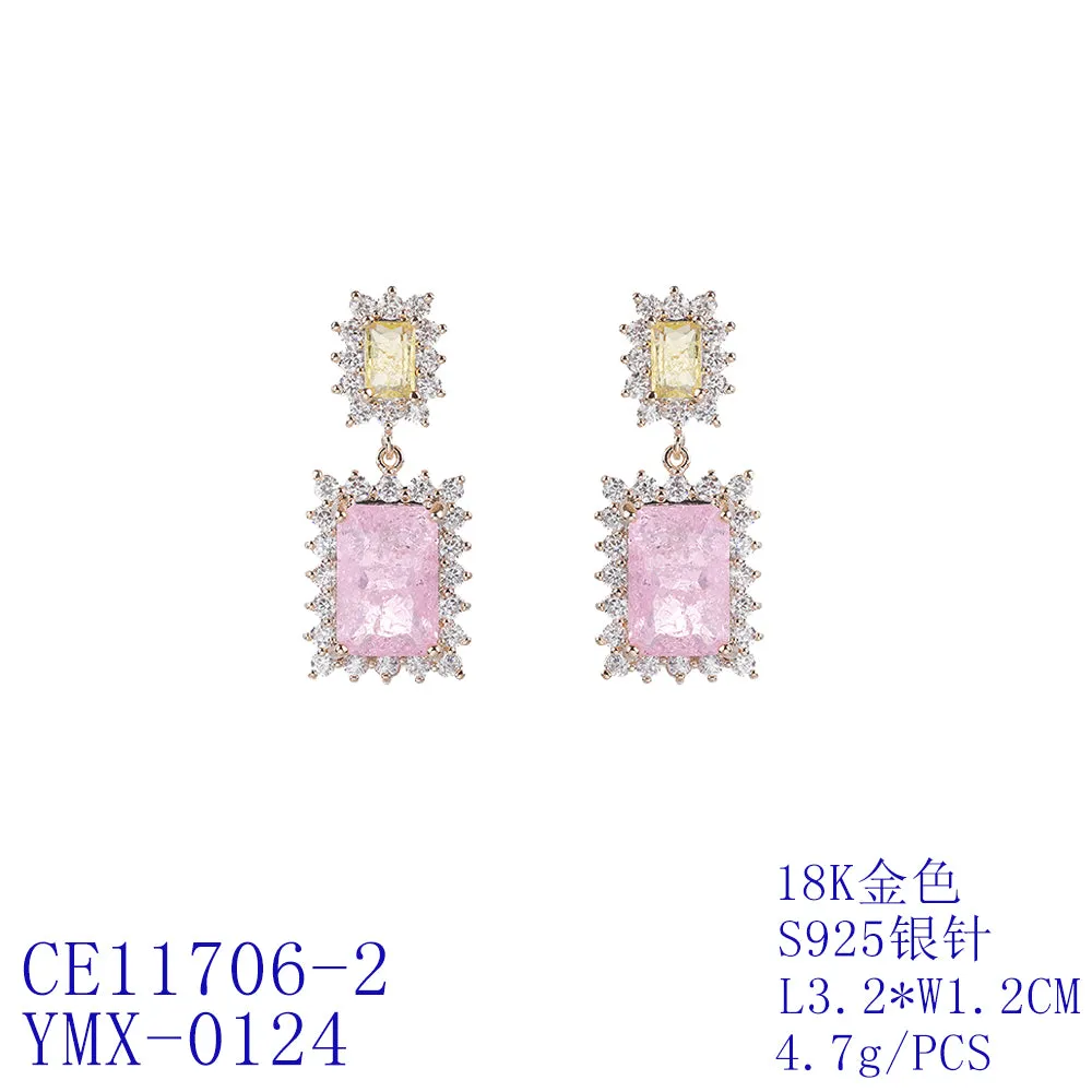 Popular Zircon Square Drop Earring, Women's Girl's Gatherings Jewelry CE11706