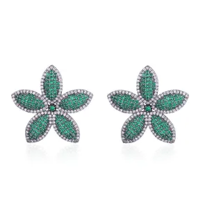 Pre Order:  Cubic Zircon Big Flower Earrings