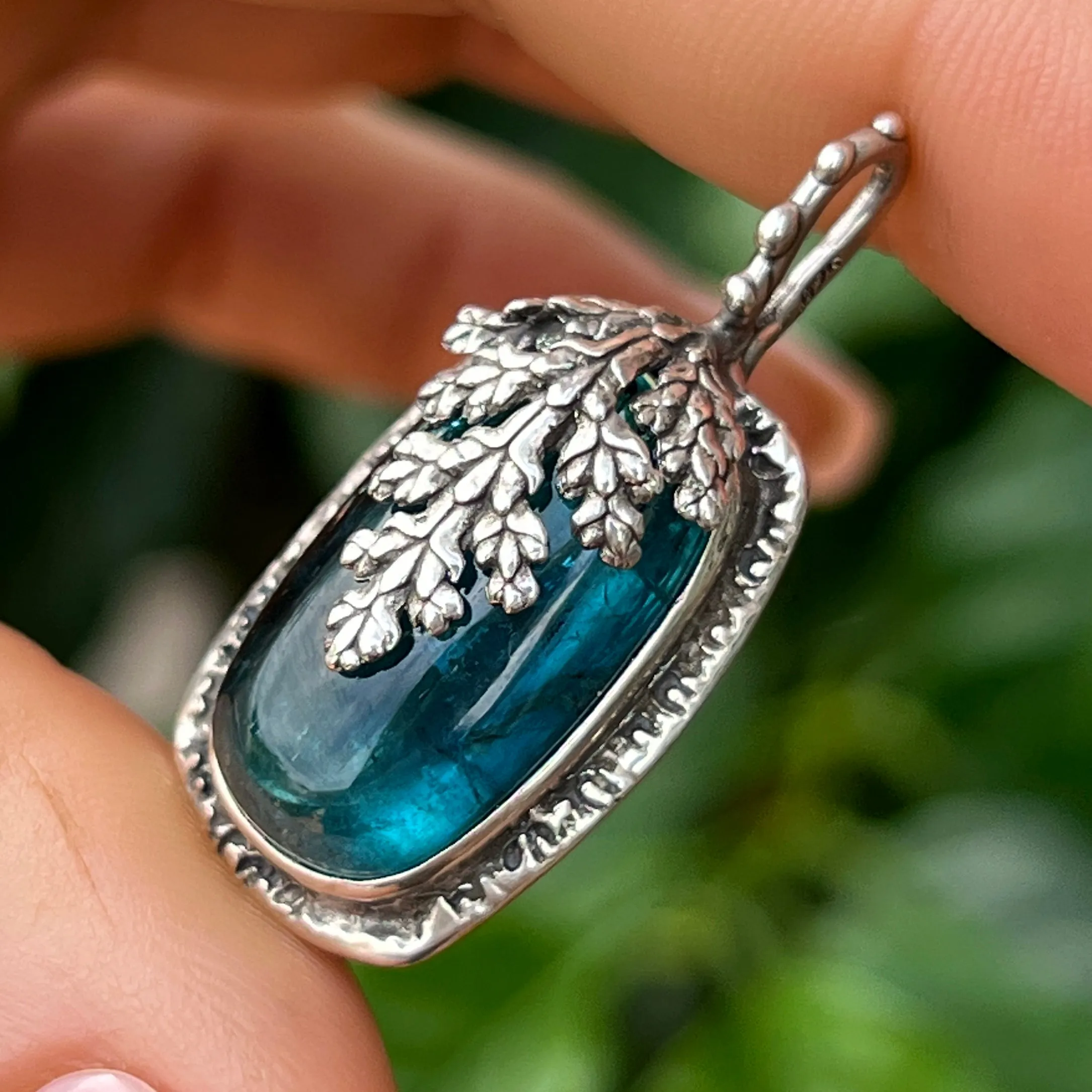 PRE-ORDER FOR KIMI- Indicolite Tourmaline Juniper Pendant