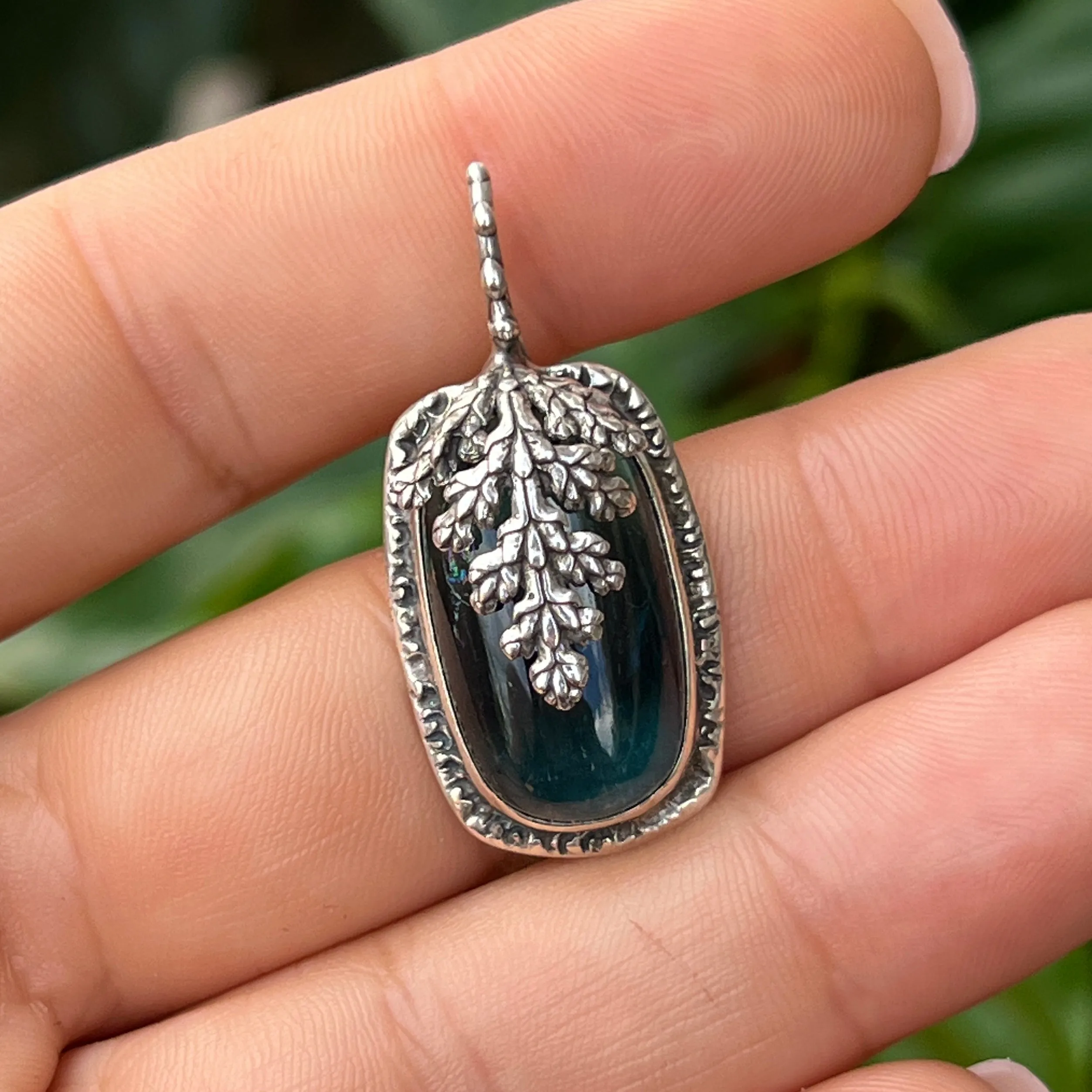 PRE-ORDER FOR KIMI- Indicolite Tourmaline Juniper Pendant