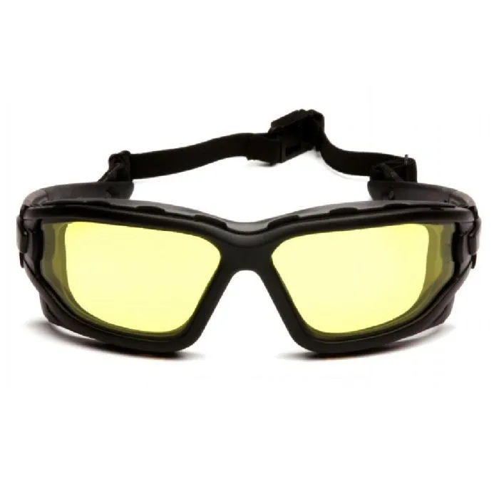 Pyramex I-Force SB7030SDT Safety Glasses Amber Dual Pane H2X Anti Fog Lens Black Temples and Strap, One Size, 1 Each