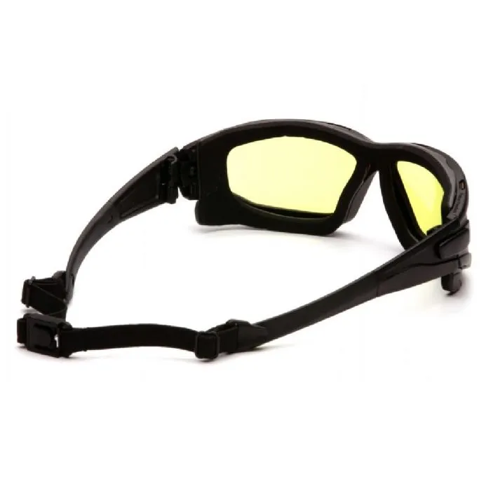 Pyramex I-Force SB7030SDT Safety Glasses Amber Dual Pane H2X Anti Fog Lens Black Temples and Strap, One Size, 1 Each