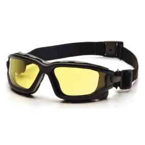 Pyramex I-Force SB7030SDT Safety Glasses Amber Dual Pane H2X Anti Fog Lens Black Temples and Strap, One Size, 1 Each