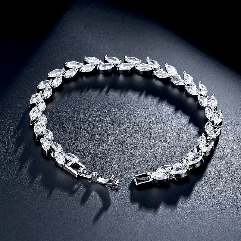 "Rebecca" - Cubic Zirconia Bridal Bracelet - Available in Silver, Rose Gold and Yellow Gold