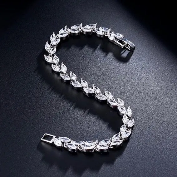 "Rebecca" - Cubic Zirconia Bridal Bracelet - Available in Silver, Rose Gold and Yellow Gold