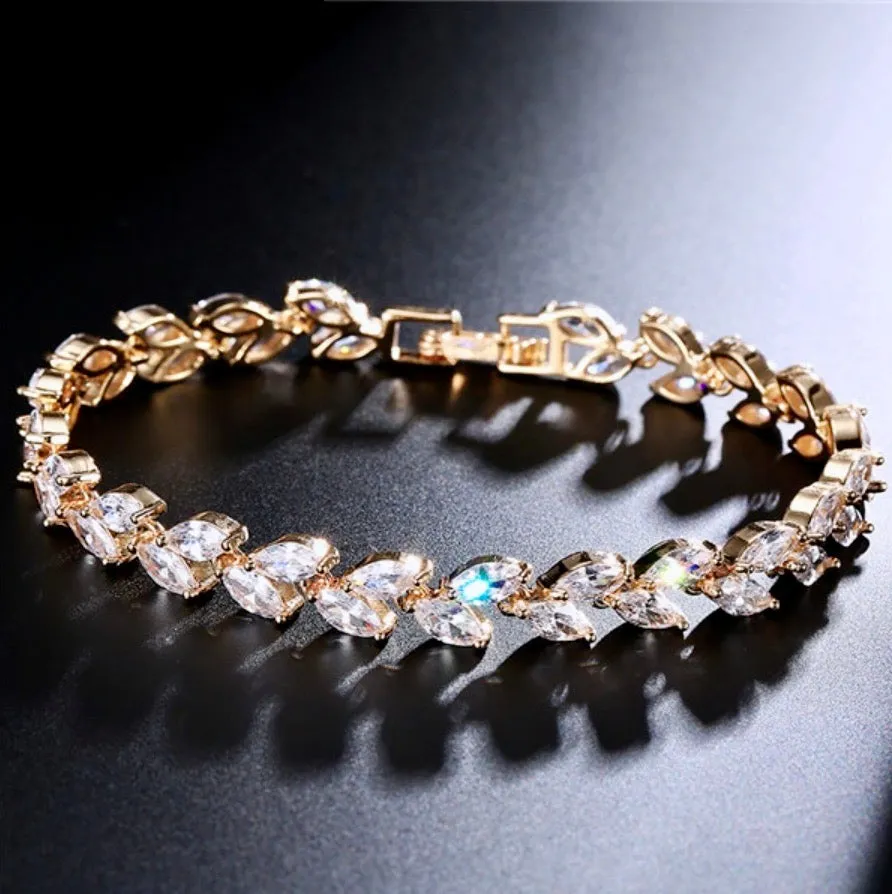 "Rebecca" - Cubic Zirconia Bridal Bracelet - Available in Silver, Rose Gold and Yellow Gold