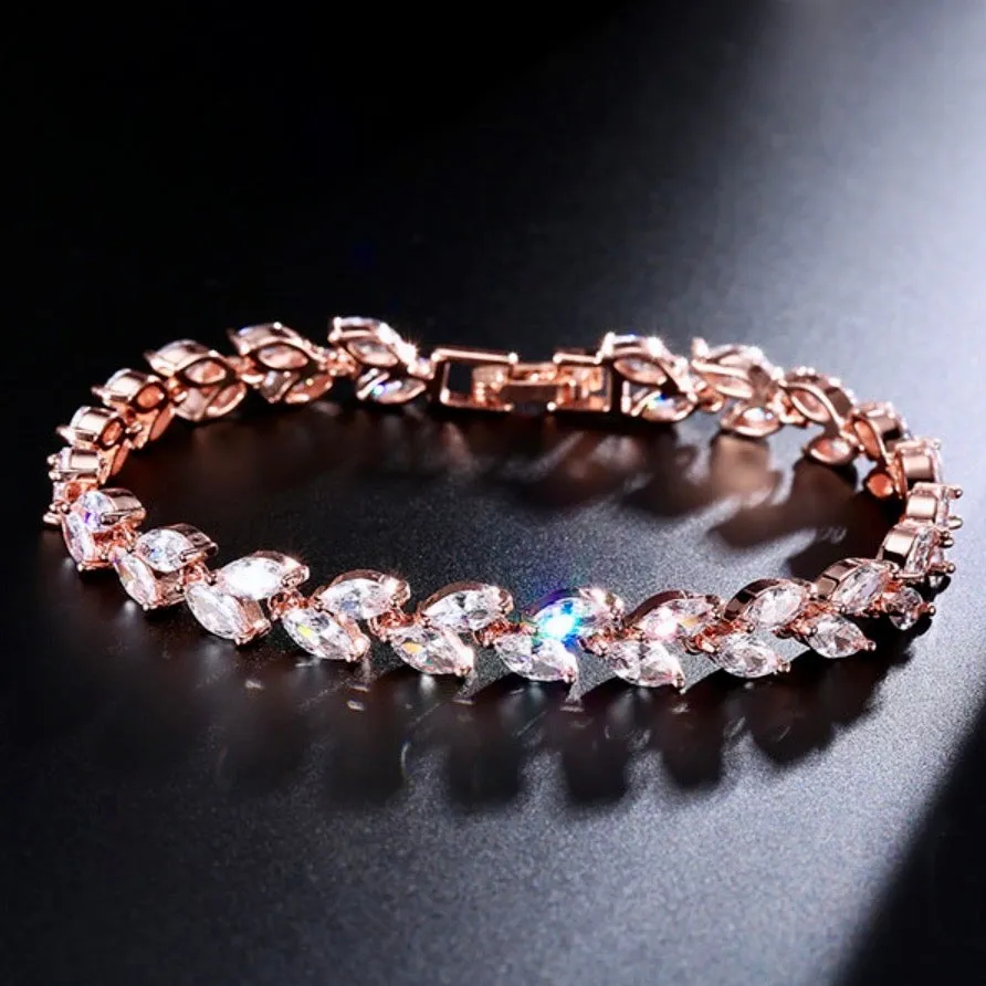 "Rebecca" - Cubic Zirconia Bridal Bracelet - Available in Silver, Rose Gold and Yellow Gold