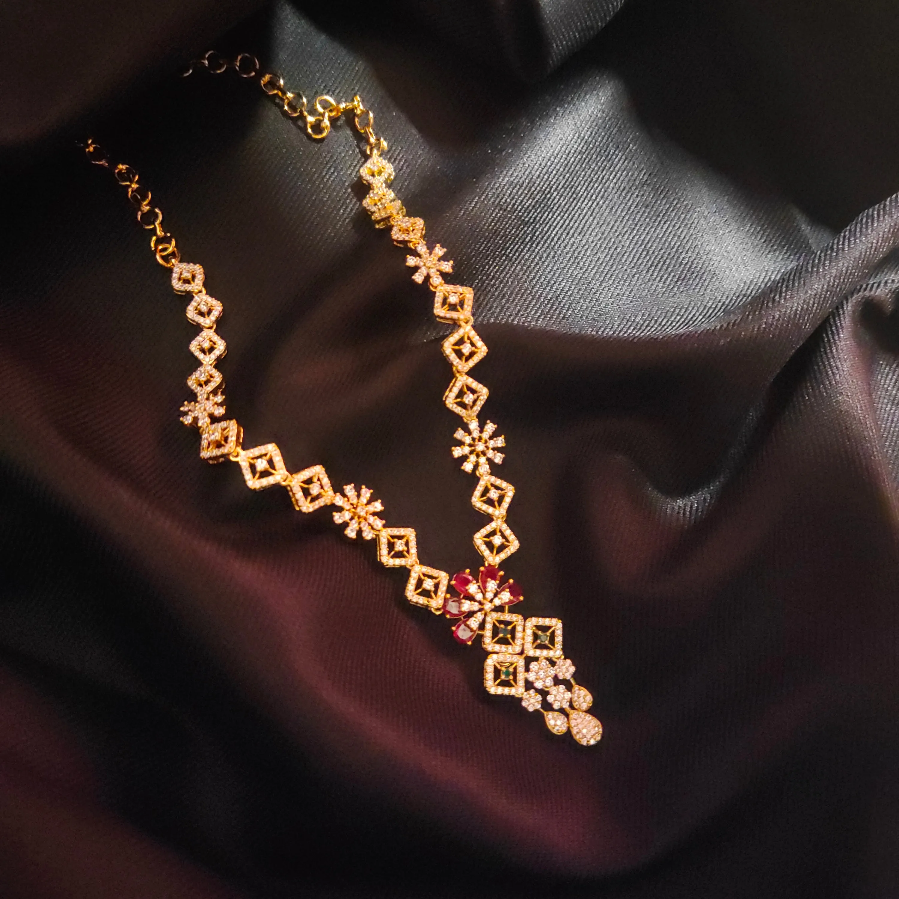 "Sparkle with Elegance: Discover the Designer Zircon Necklace Set by ASP Fashion Jewellery 03805391"