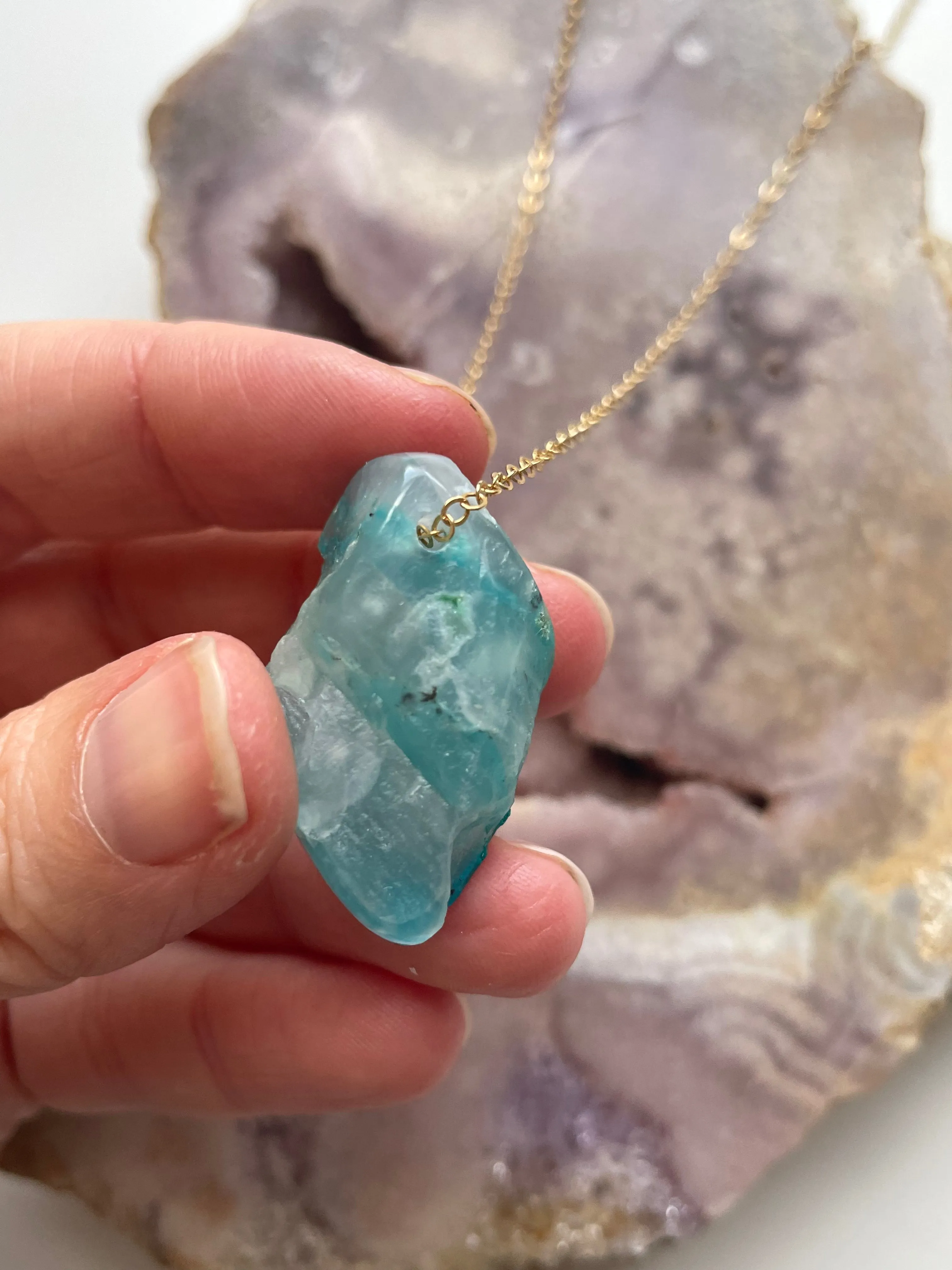 Raw Chrysocolla Pendant Necklace