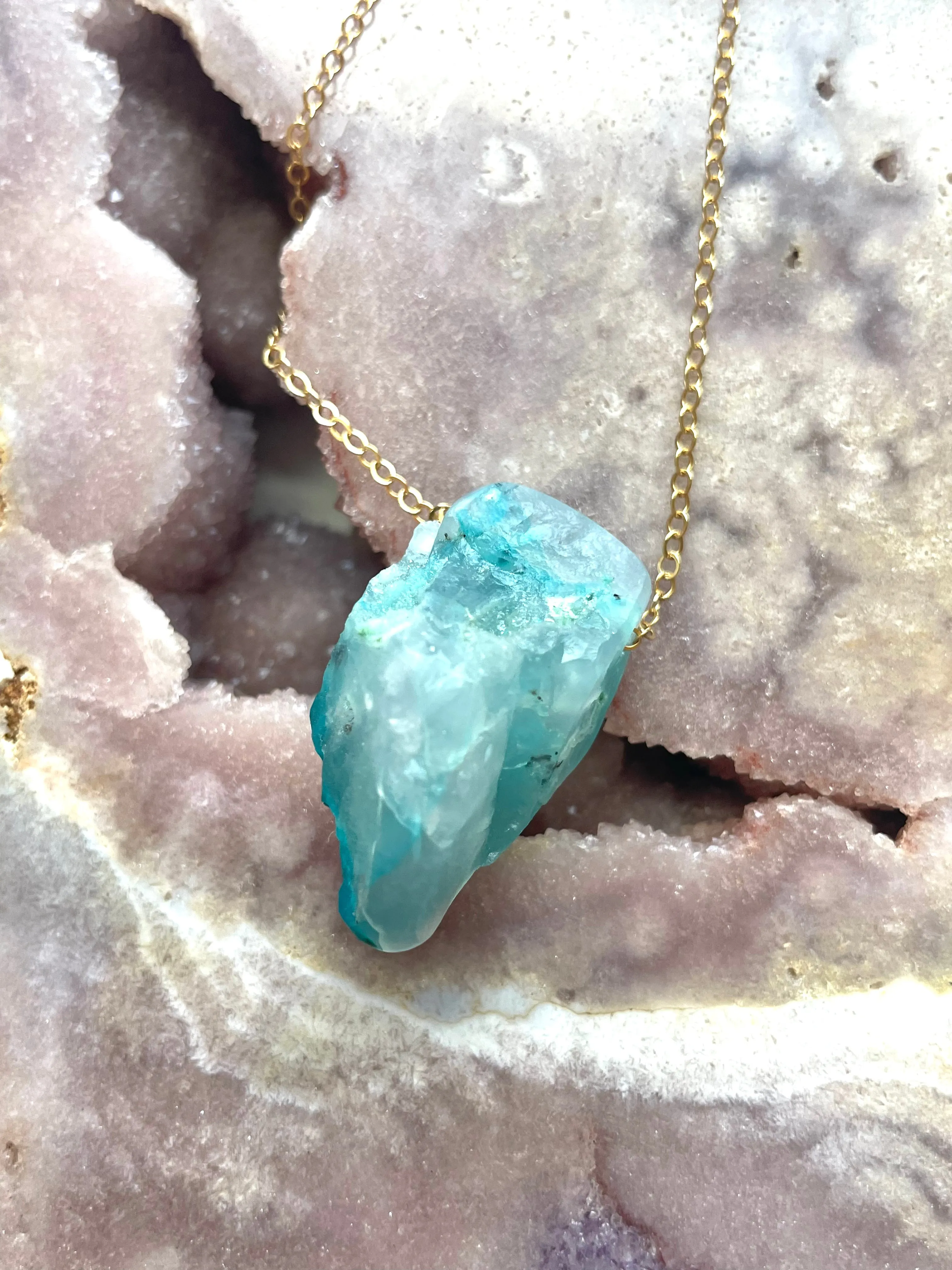 Raw Chrysocolla Pendant Necklace