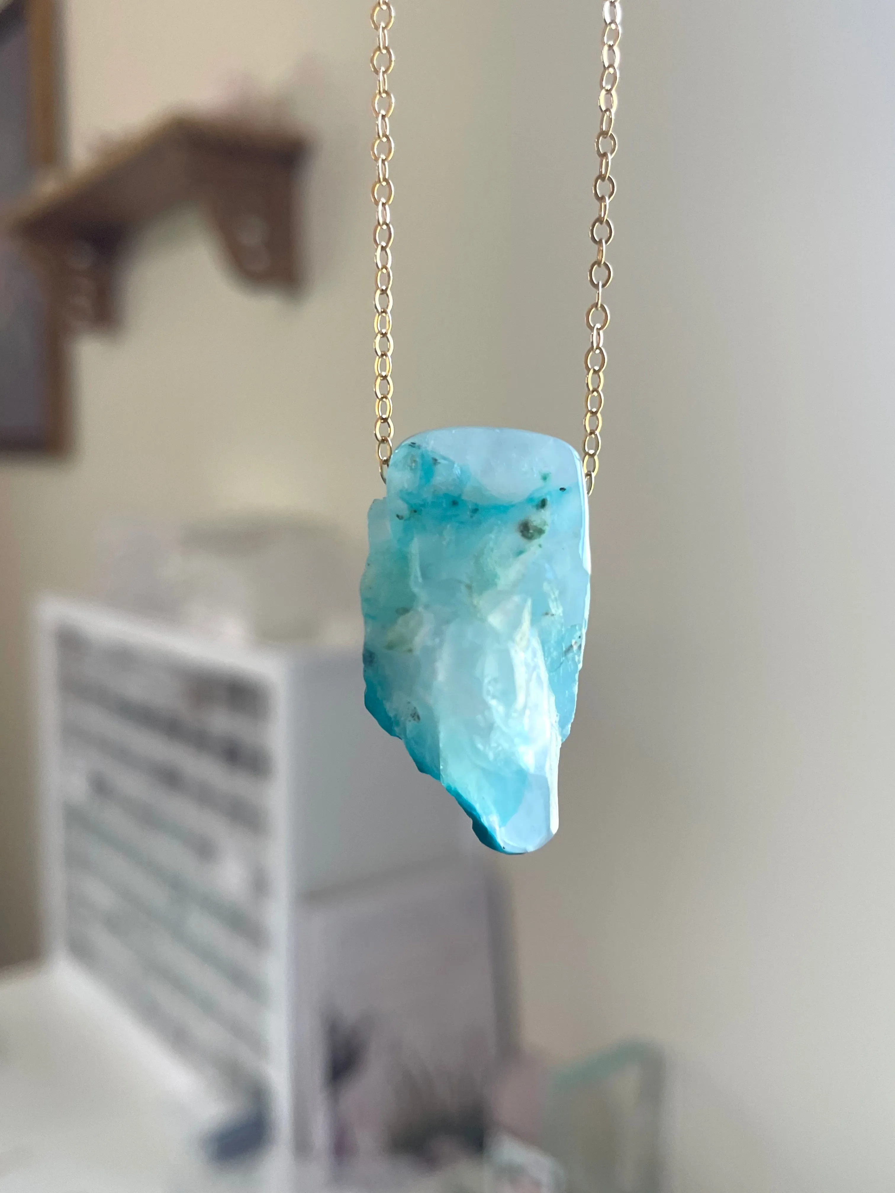 Raw Chrysocolla Pendant Necklace