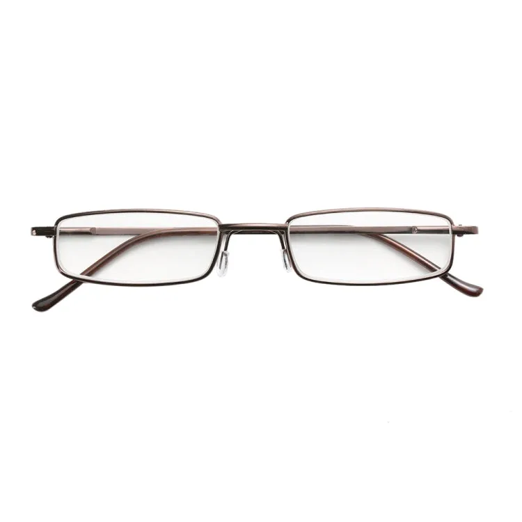 Reading Glasses Metal Spring Foot Portable Presbyopic Glasses with Tube Case  2.50D(Brown)