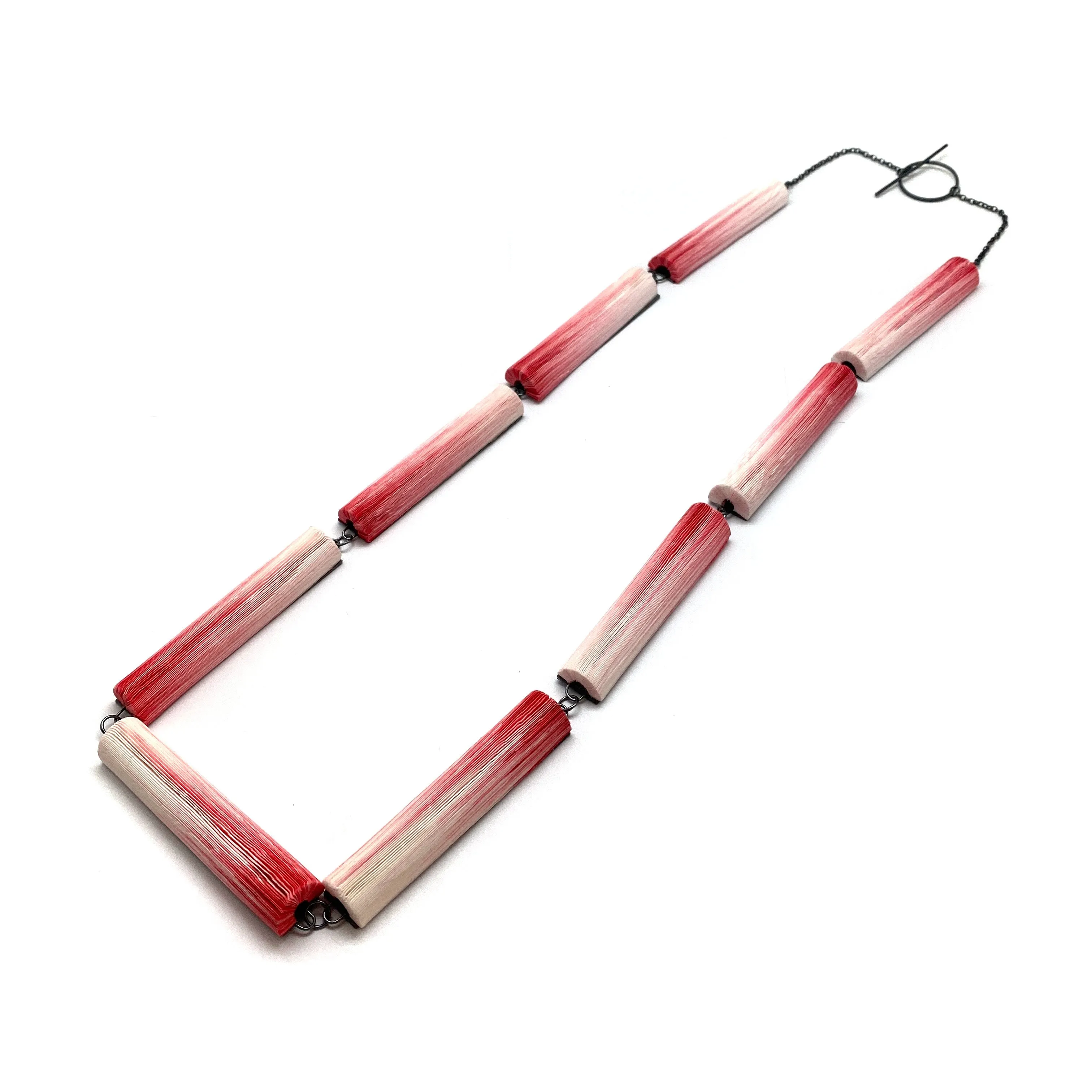 Red Gradient Rectangle Link Necklace