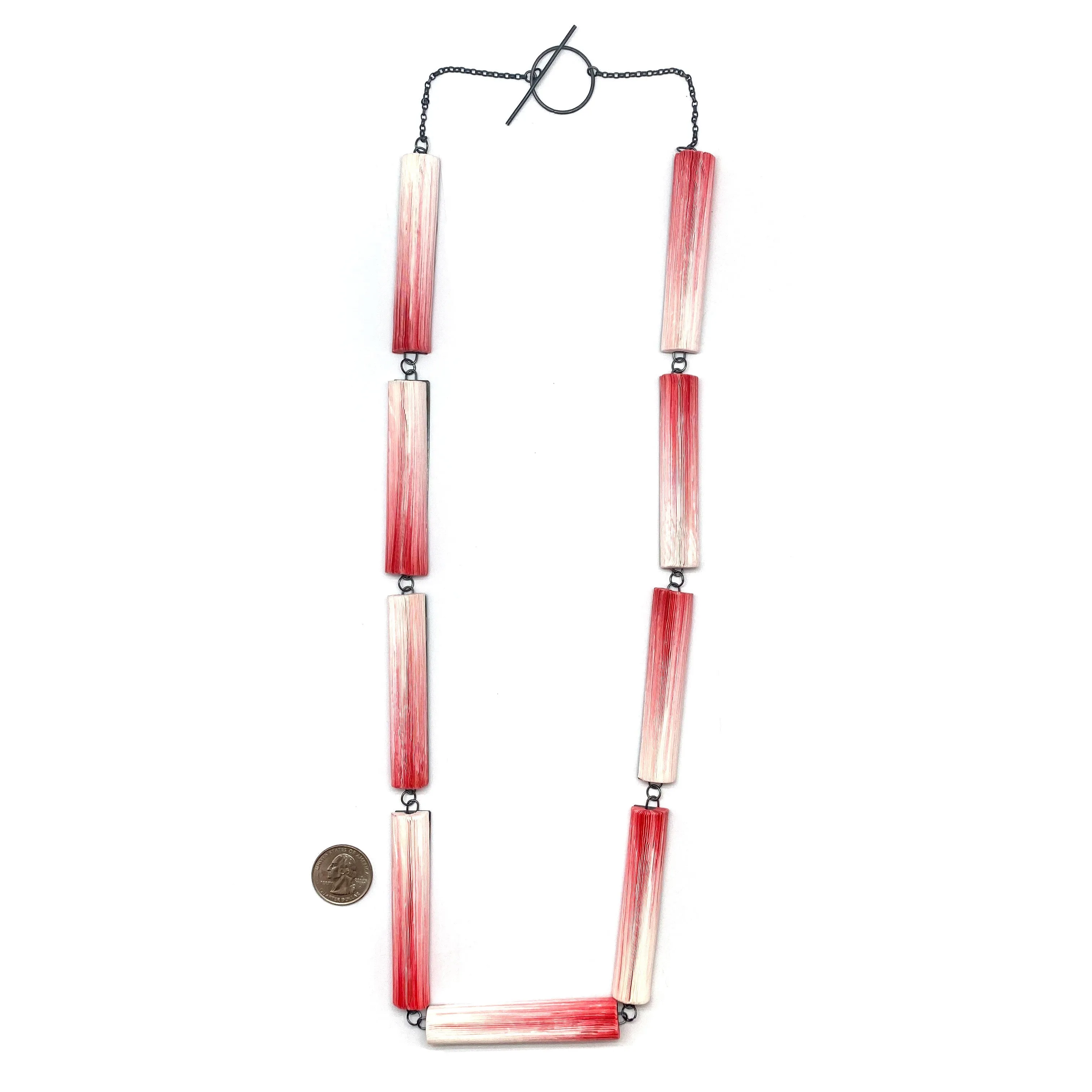 Red Gradient Rectangle Link Necklace