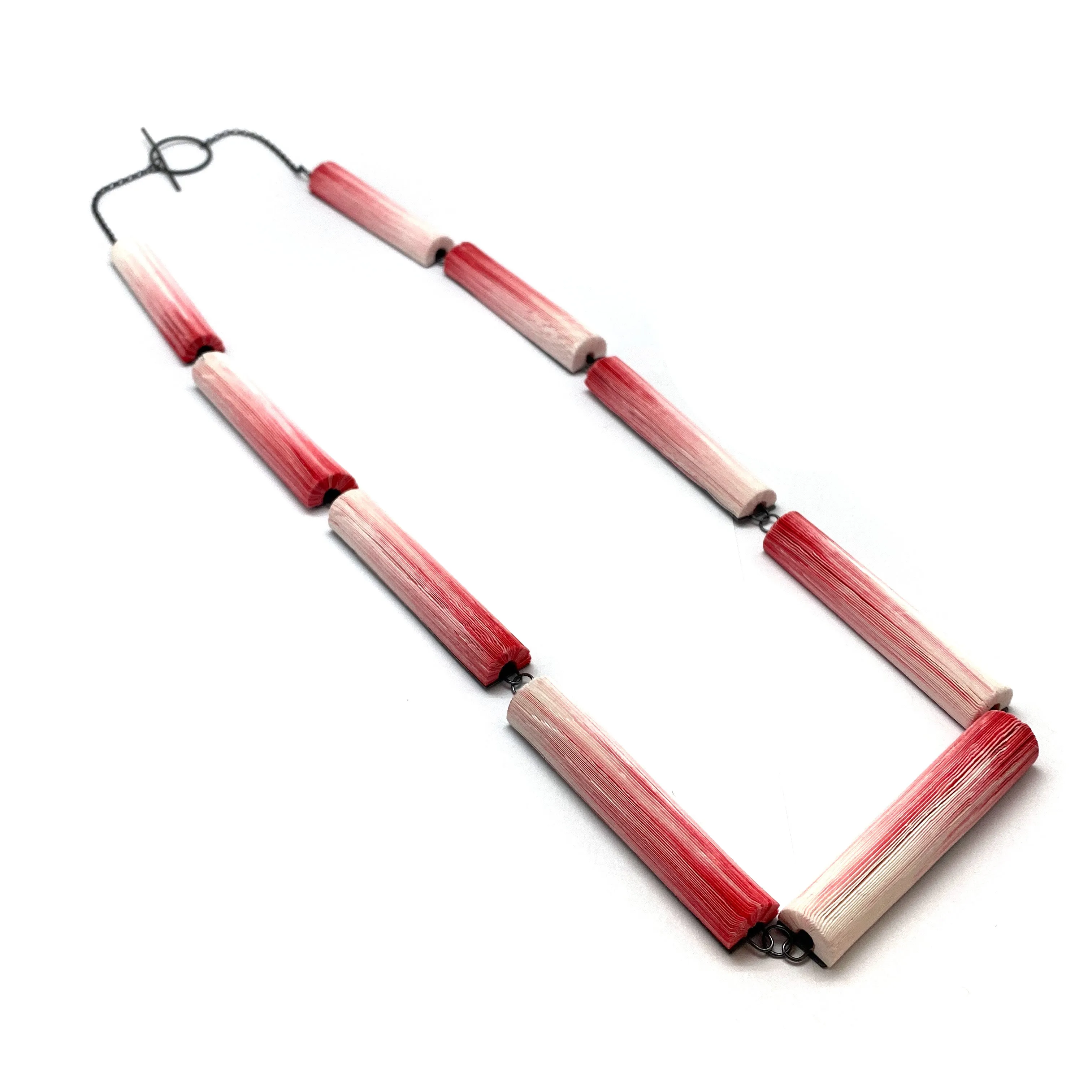 Red Gradient Rectangle Link Necklace