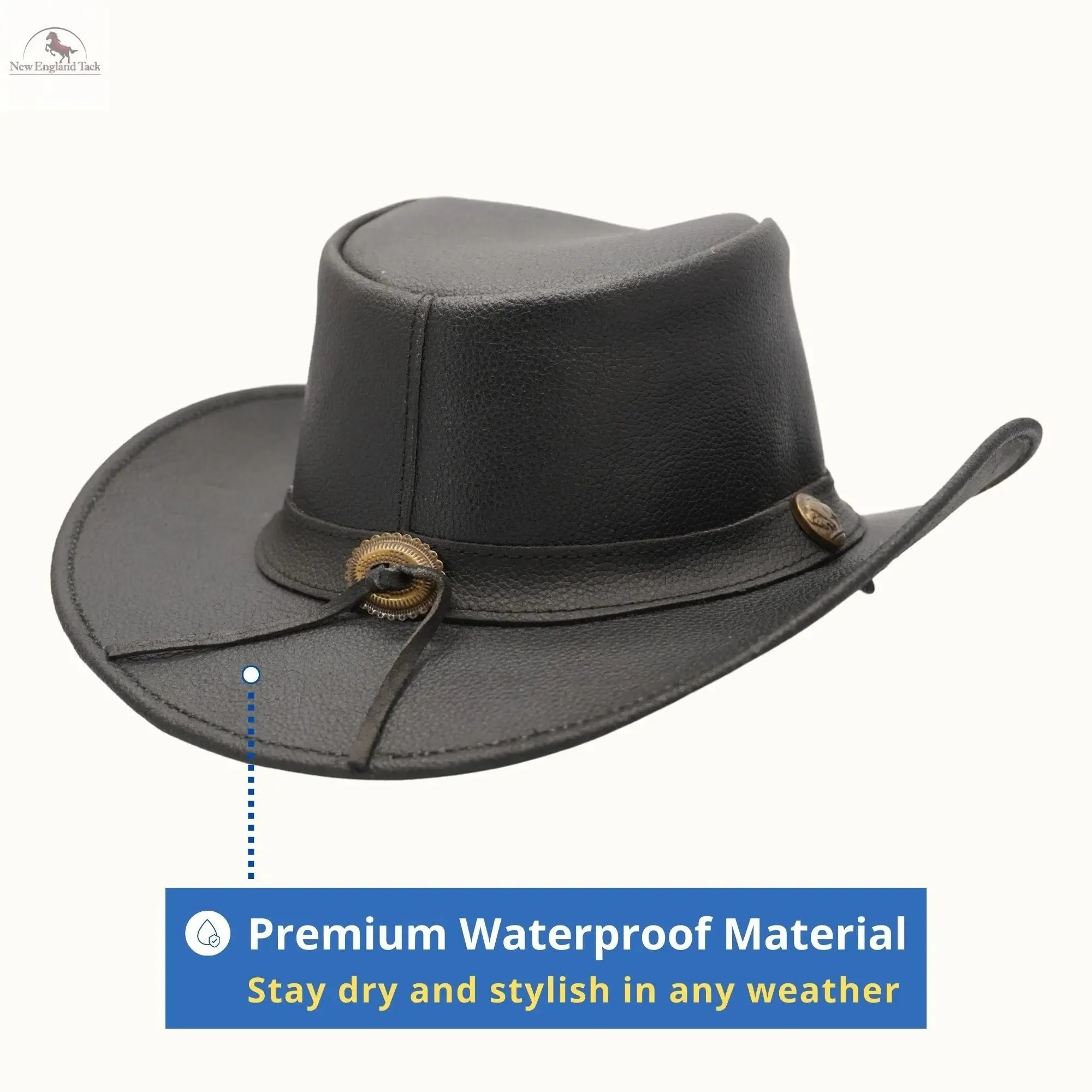 RESISTANCE Showerproof Unisex Australian Style Leather Cowboy Hat | Western Outback Hat for Men & Women