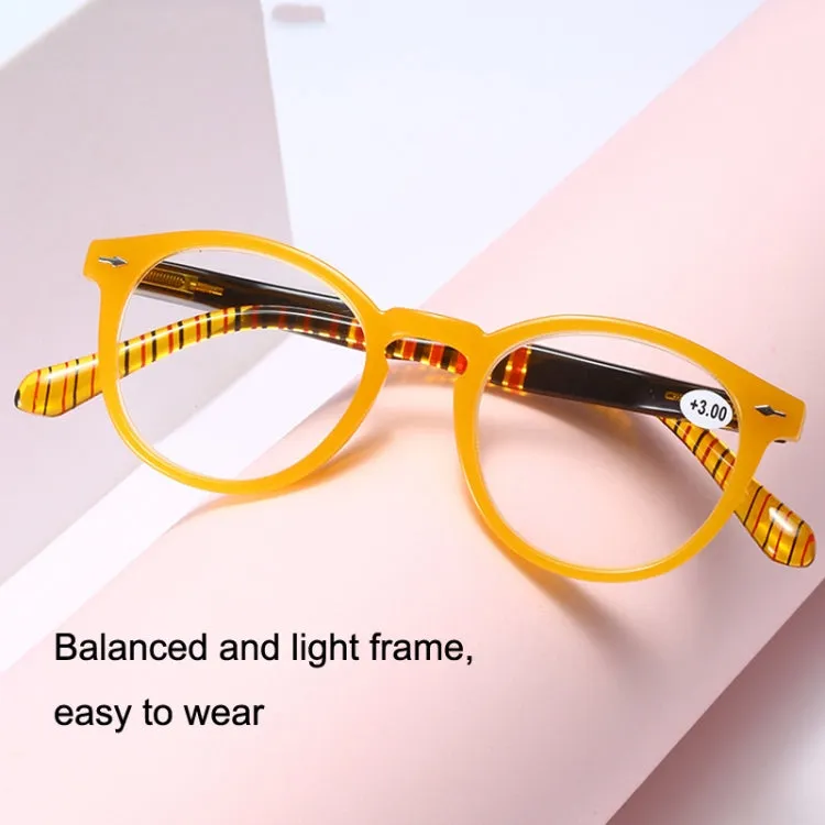 Retro Flexible Durable Portability HD Presbyopic Glasses  100(Yellow)