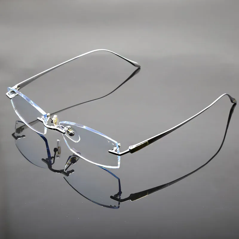 Reven Jate Unisex Rimless Square Titanium Eyeglasses 8047