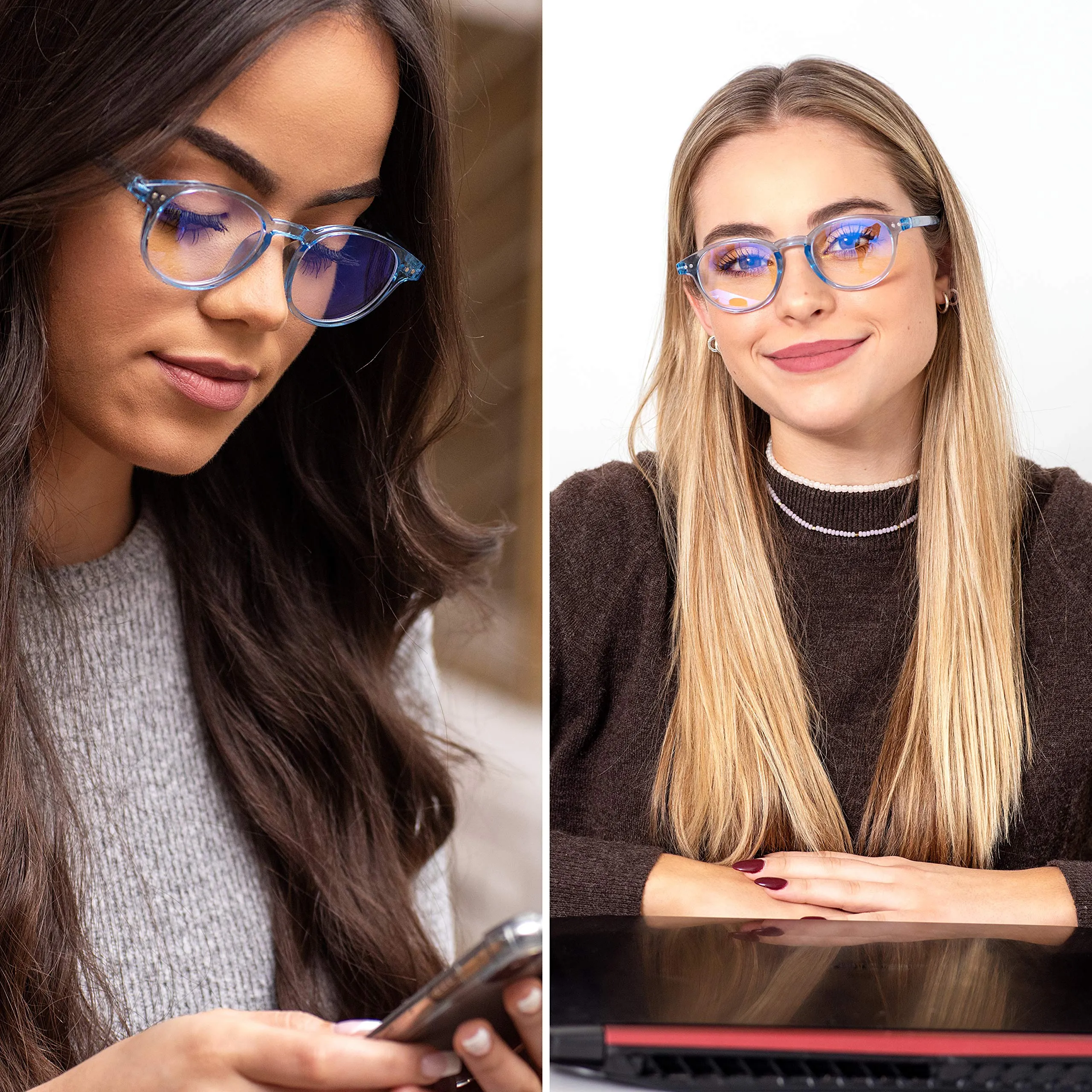 Round-Blue-Light-Blocking-Reading-Glasses-Light-Blue-3-50-Magnification-Computer-Glasses