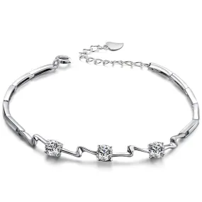 Round Zircon Lightning Silver Bracelet for Women