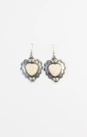 Savannah Boho Silver Heart Earrings