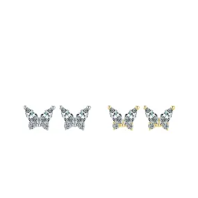 Silver Butterfly Sterling Silver Earrings with Zircon Gem