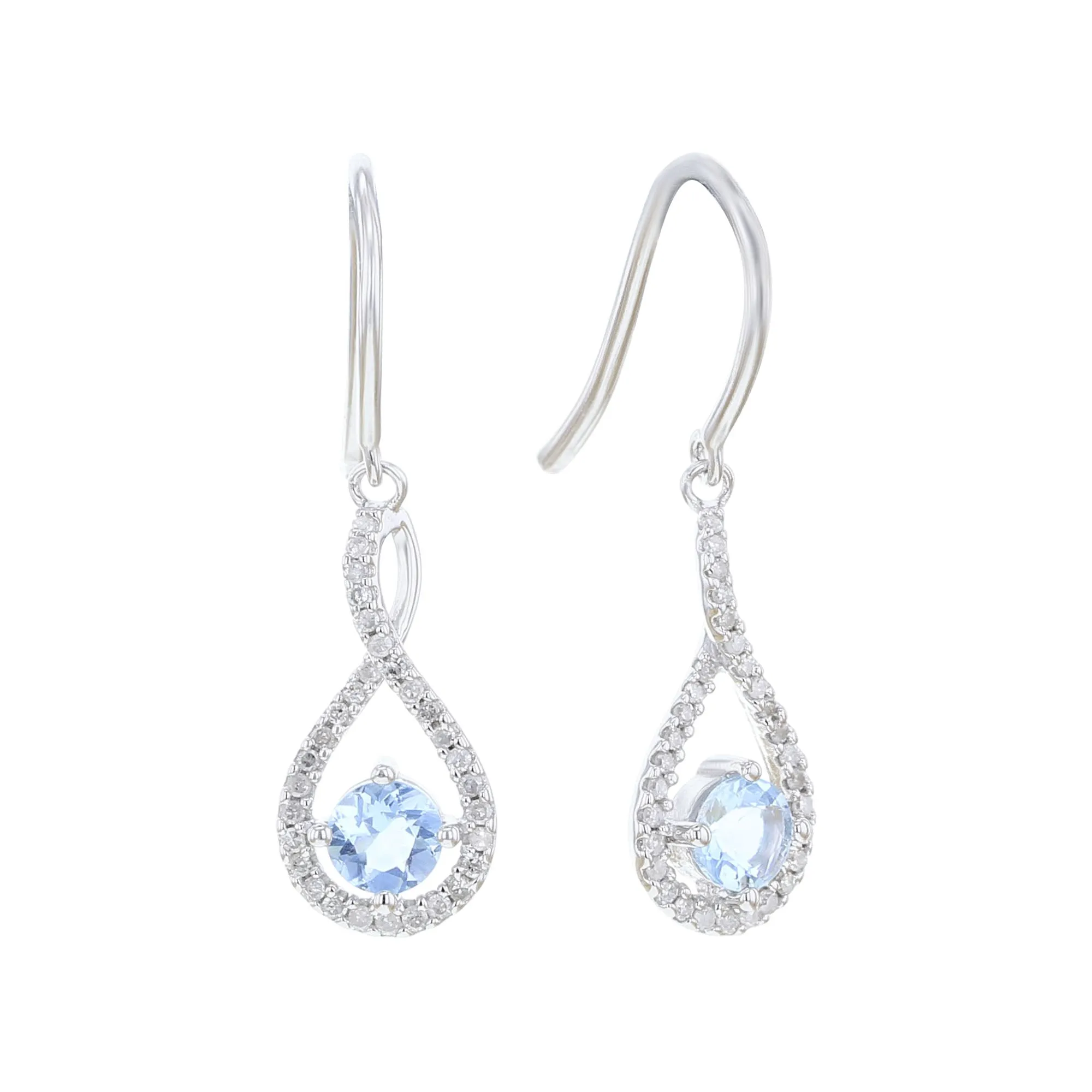 Silver Limitless Aquamarine & Diamond Drop Earrings