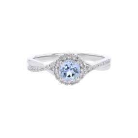 Silver Sweet Treat Aquamarine & Diamond Ring