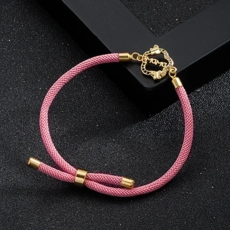 Simple Mama Pearl Virgin Mary Copper Zircon Gold-plated Bracelet