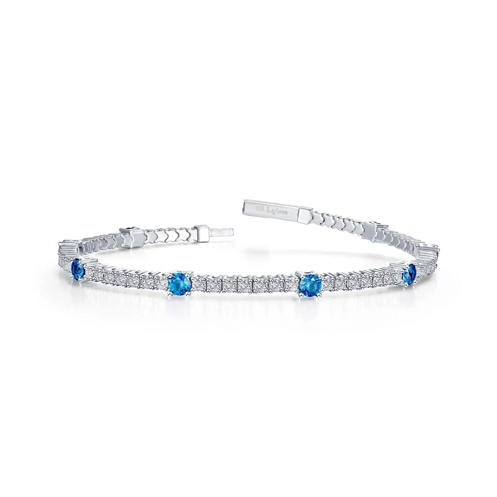 Simulated Blue Topaz Station Flexible Tennis Bracelet