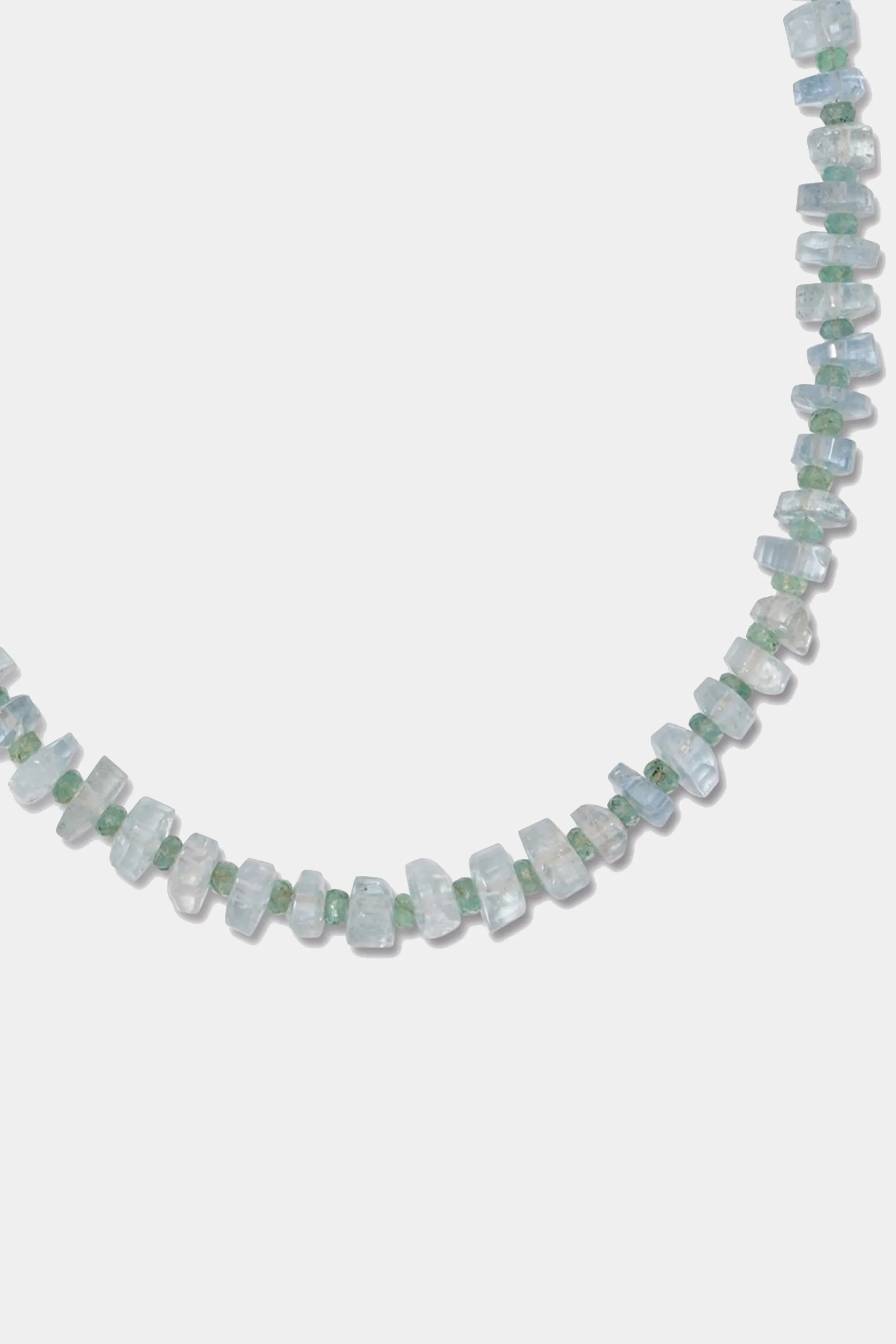 Single Strand Necklace, Aquamarine & Emerald