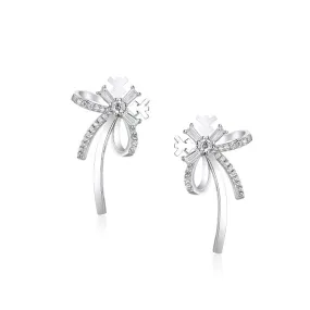 Snowflake Bow with Zircon Silver Studs Earrings for Women