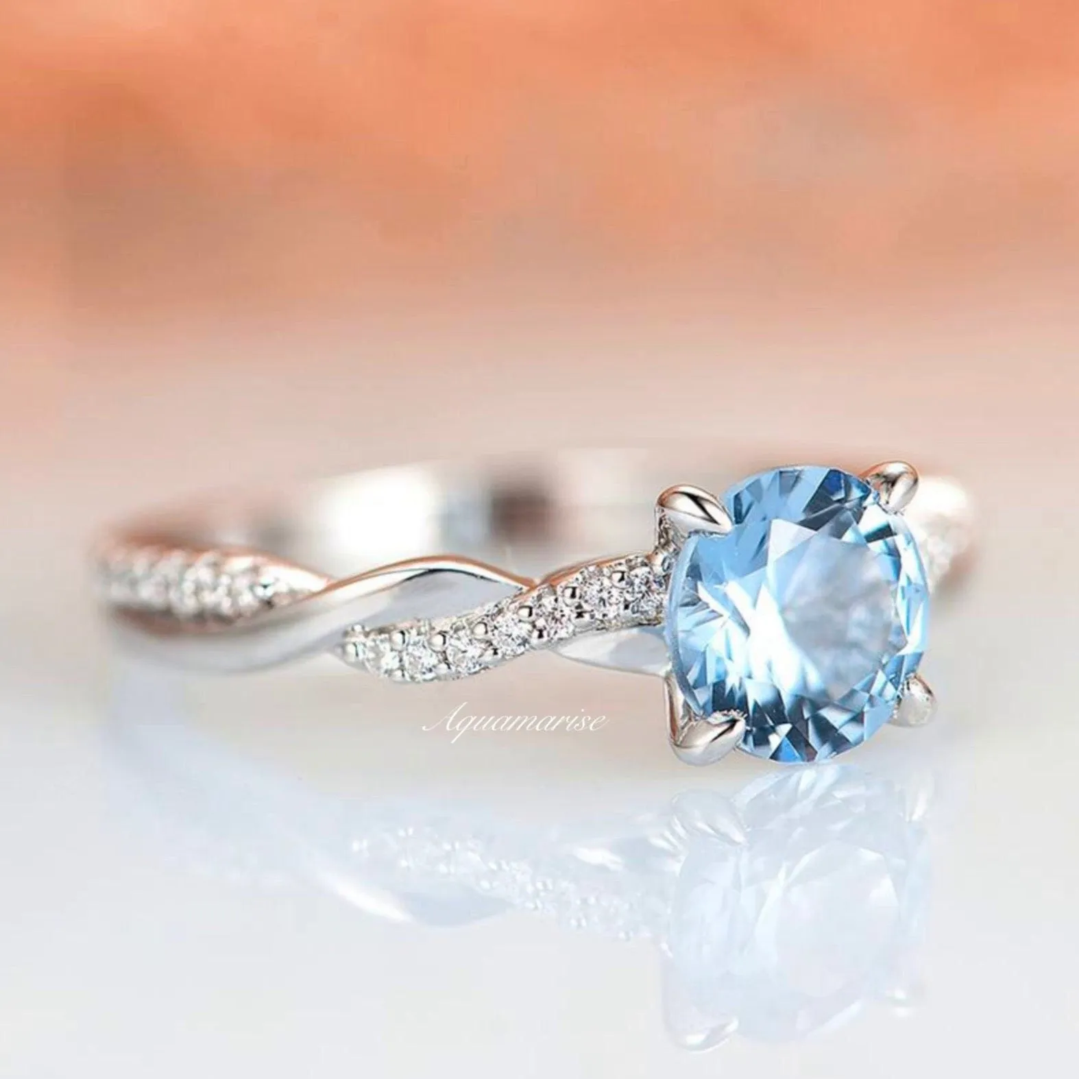 Sophia Aquamarine Ring- Sterling Silver