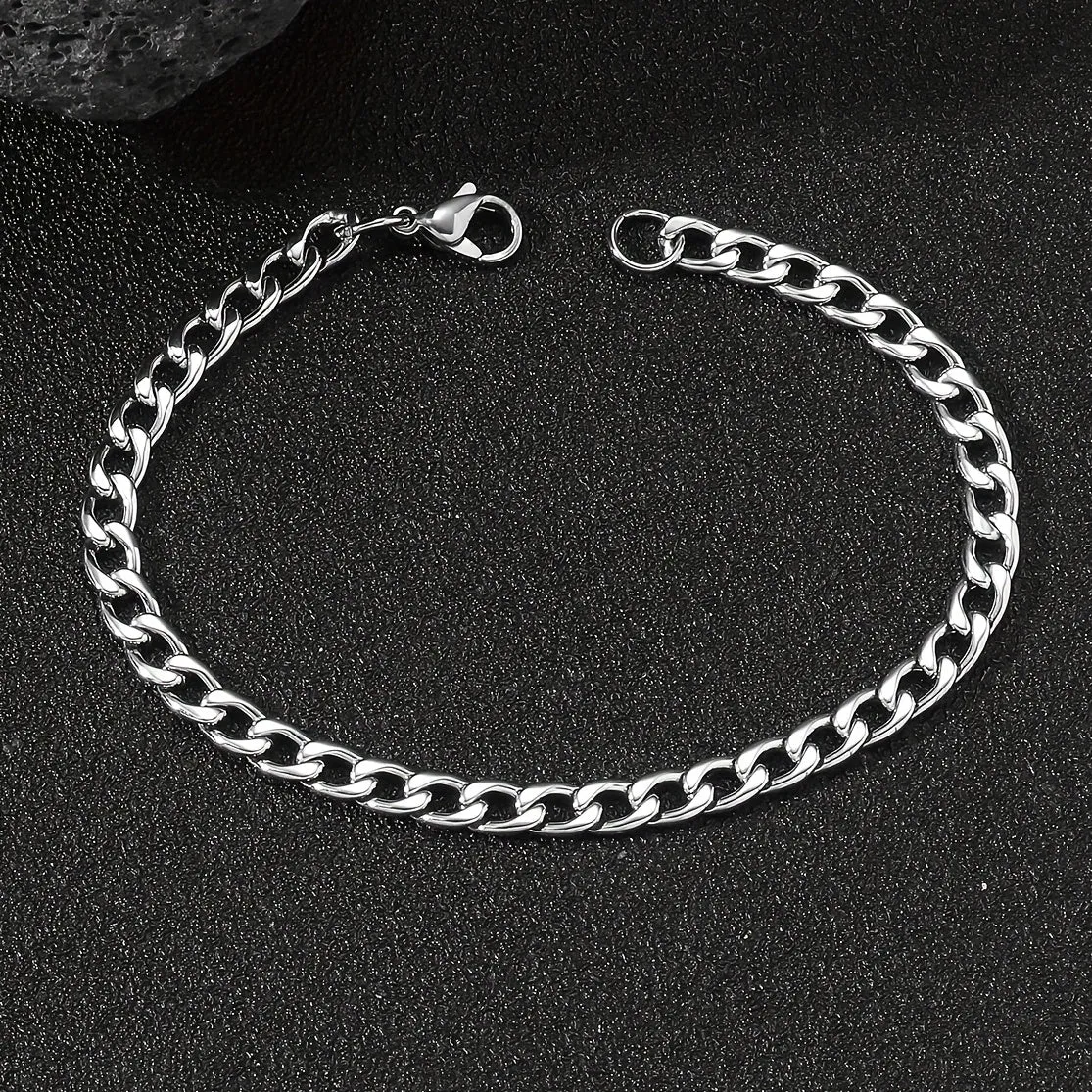 Stainless Steel Hip Hop Bracelet Sleek Minimalist Mens Jewelry