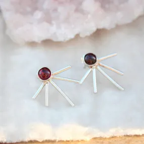 Starburst earrings Garnet and sterling silver